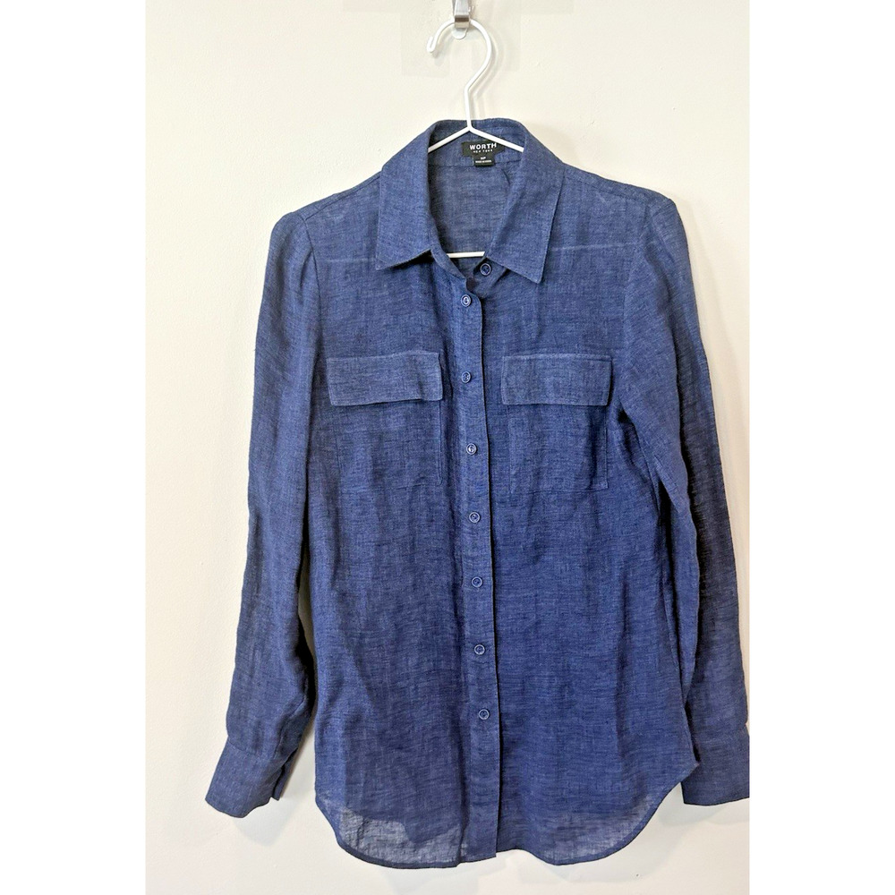 WORTH New York Shirt Womens 100% Linen Top Button Up Size XS 2837